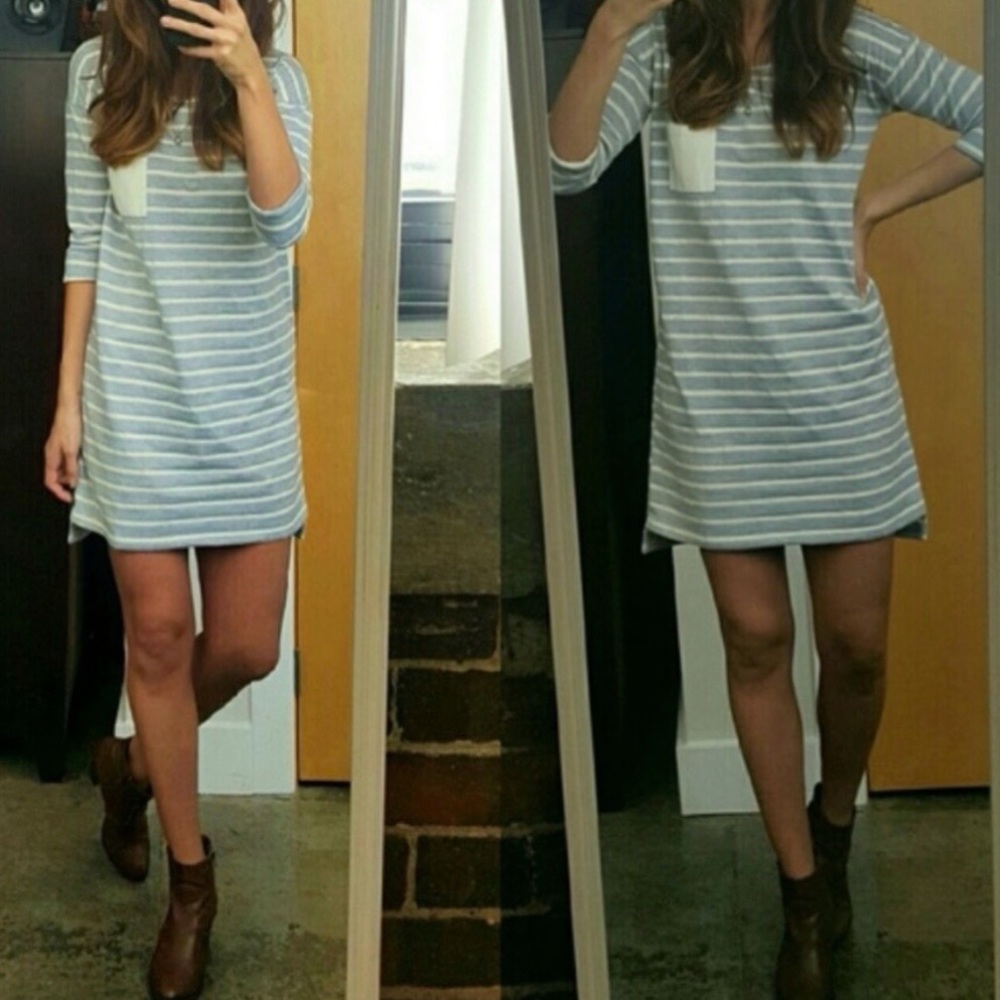 Cozy Shift Sleeper Horizontal Striped Day Dress